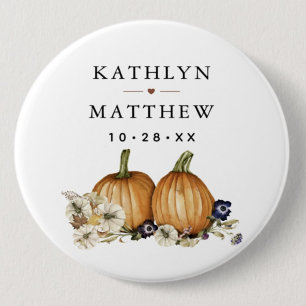 Rustic Botanical Autumn Pumpkin Fall Wedding 1 Inch Round Button