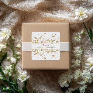 Rustic Botanical Bridal Shower Customize Paper Square Sticker