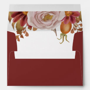 Rustic Botanical Burgundy Autumn Fall Wedding Envelope