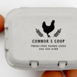 Rustic Botanical Chicken Farm Egg Rubber Stamp<br><div class="desc">Personalized egg carton stamps for your coop featuring a chicken silhouette framed by two botanical sprigs. Your farm appears below in rustic typography with your slogan or product text and contact info. View the collection link on this page or visit our store for more designs. Feel free to contact me...</div>