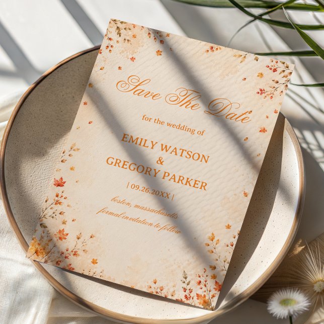 Rustic Botanical Elegant Autumn Save The Date (Creator Uploaded)