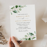 Rustic Botanical Eucalyptus Greenery Gold Wedding Invitation<br><div class="desc">This simple and elegant Wedding Invitation features beautiful moody watercolor eucalyptus leaf branches & has been paired with a whimsical calligraphy and a classy serif font in gold and grey. To make advanced changes,  please go select "Click to customize further" option under Personalize this template.</div>