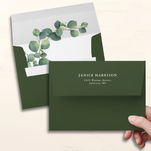 Rustic Botanical Eucalyptus Greenery Wedding Envelope