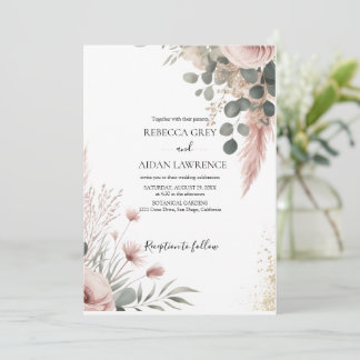 Rustic Botanical Eucalyptus Greenery Wedding  Invitation