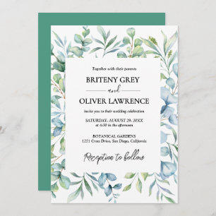 Rustic Botanical Eucalyptus Greenery Wedding Invitation