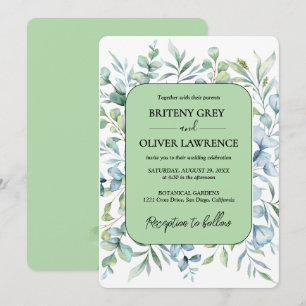 Rustic Botanical Eucalyptus Greenery Wedding Invitation