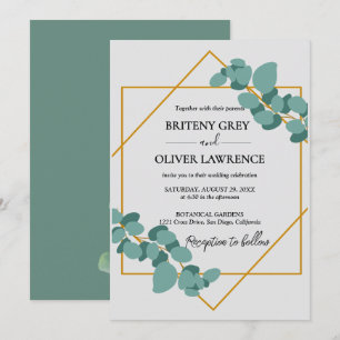 Rustic Botanical Eucalyptus Greenery Wedding Invitation