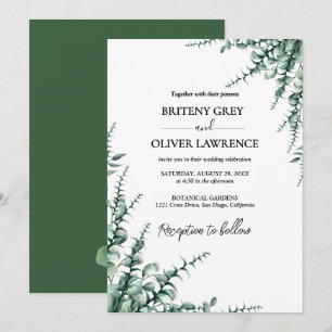 Rustic Botanical Eucalyptus Greenery Wedding Invitation