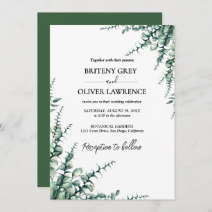 Rustic Botanical Eucalyptus Greenery Wedding Invitation