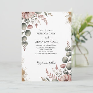 Rustic Botanical Eucalyptus Greenery Wedding  Invitation
