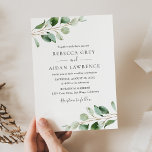 Rustic Botanical Eucalyptus Greenery Wedding Invitation<br><div class="desc">This simple and elegant Wedding Invitation features beautiful moody watercolor eucalyptus leaf branches & has been paired with a whimsical calligraphy and a classy serif font in gold and grey. To make advanced changes,  please go select "Click to customize further" option under Personalize this template.</div>