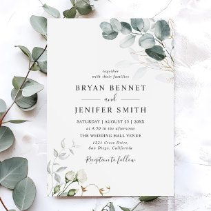 Rustic Botanical Eucalyptus Greenery Wedding Invitation