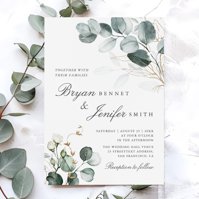 Rustic Botanical Eucalyptus Greenery Wedding Invitation (Creator Uploaded)