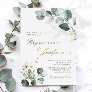 Rustic Botanical Eucalyptus Greenery Wedding Invitation