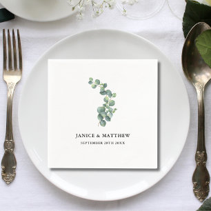 Rustic Botanical Eucalyptus Greenery Wedding Napkin
