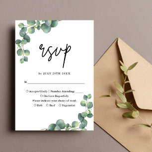 Rustic Botanical Eucalyptus Greenery Wedding RSVP Card
