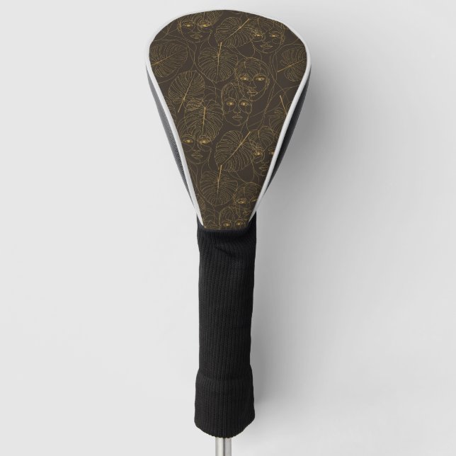 Rustic Botanical Face Line Pattern (1) Golf Head Cover (Front)