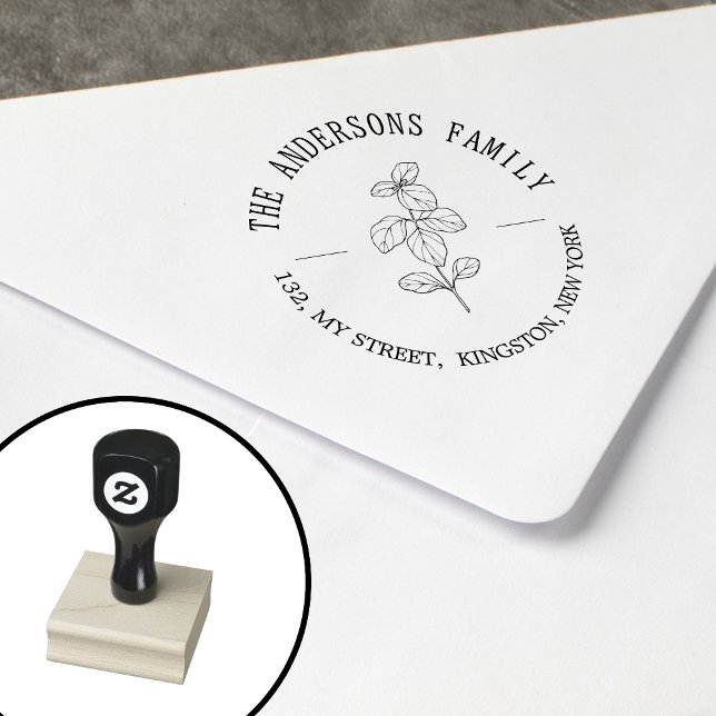 Rustic Botanical Family Name Leaf  Rubber Stamp (Creator Uploaded)