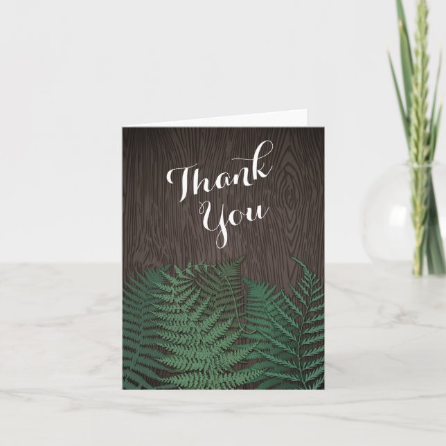 Rustic Botanical Fern Mariage Merci Cartes (Devant)
