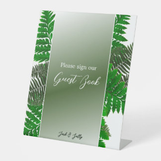 Rustic Botanical Fern Wedding Pedestal Sign