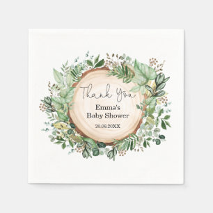 Rustic Botanical  Greenery Baby Shower Neutral Napkin