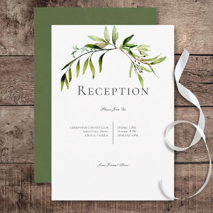 Rustic Botanical Greenery Bough Wedding Reception Enclosure Card