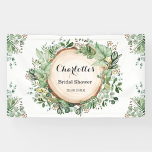 Rustic Botanical Greenery Bridal Shower Welcome Banner