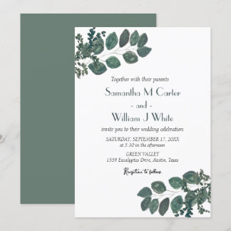 Rustic Botanical Greenery Eucalyptus Invitation