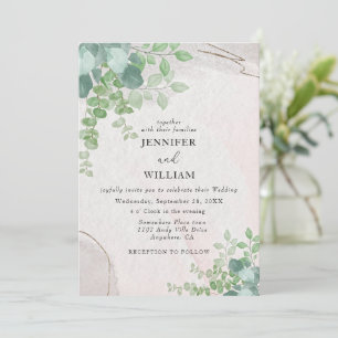 Rustic Botanical Greenery Eucalyptus Wedding Invitation