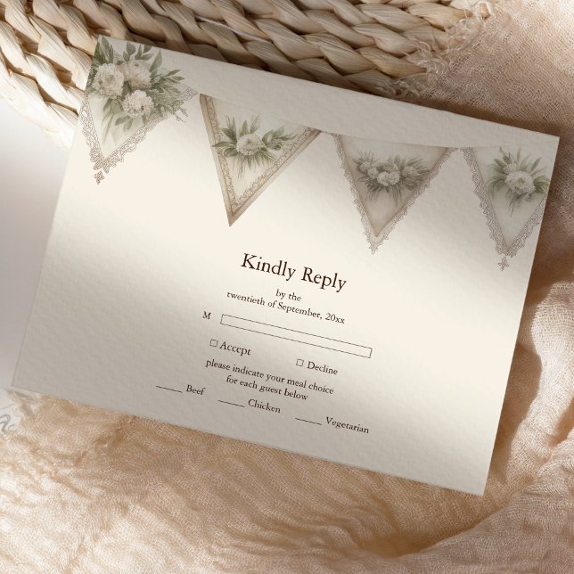 Rustic Botanical Greenery Wedding RSVP Card (Creator Uploaded)