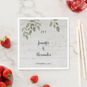 Rustic botanical leaves monogram wedding Napkin