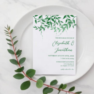 Rustic Botanical Leaves Rehearsal Dinner Invitation