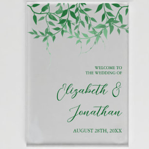 Rustic Botanical Leaves Wedding Acrylic Sign