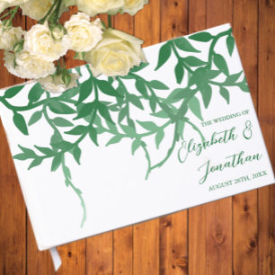 Rustic Botanical Leaves Wedding Guest Book