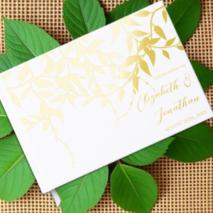 Rustic Botanical Leaves Wedding Guest Book