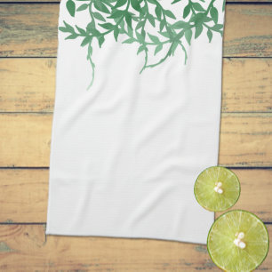 Rustic Botanical Leaves Wedding Kitchen Towel