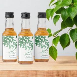 Rustic Botanical Leaves Wedding Liquor Bottle Label