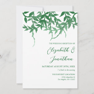 Rustic Botanical Leaves Wedding Reception Invitation