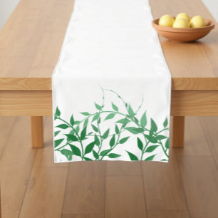 Rustic Botanical Leaves Wedding Short Table Runner