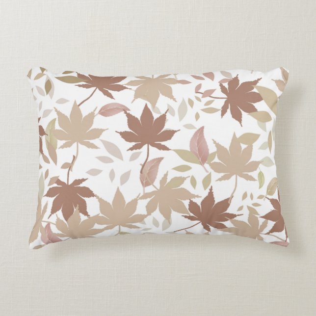 Rustic Botanical Maple Leaves Pattern Cozy Fall Accent Pillow (Front)