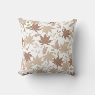 Rustic Botanical Maple Leaves Pattern Cozy Fall Throw Pillow