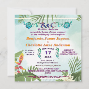 Rustic Botanical Monogram Customized Wedding  Invitation