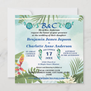 Rustic Botanical Monogram Customized Wedding  Invitation