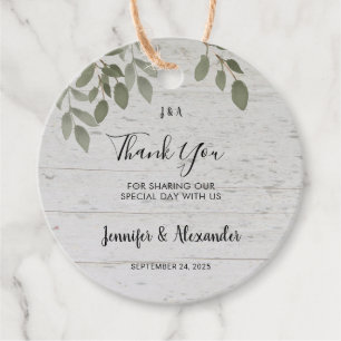  Rustic botanical monogram photo wedding thank you Favour Tags