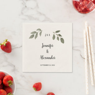 Rustic botanical monogram wedding Napkin