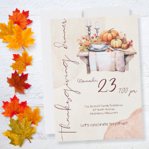 Rustic Botanical Pumpkin Friendsgiving Invitation