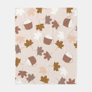 Rustic Botanical Pumpkin Spice Maple Leaf Pattern Fleece Blanket