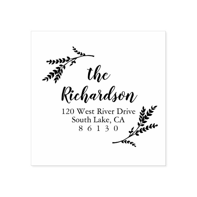 Rustic Botanical Return Address Self-inking Rubber Stamp (Imprint)