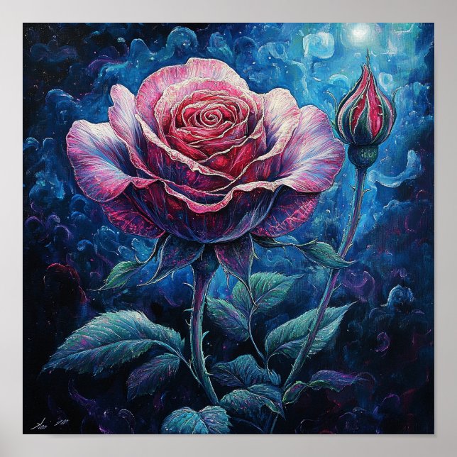 Rustic Botanical Rose Artwork Guest Room Decor (Front)