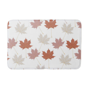 Rustic Botanical Terracotta Maple Leaves Pattern Bath Mat